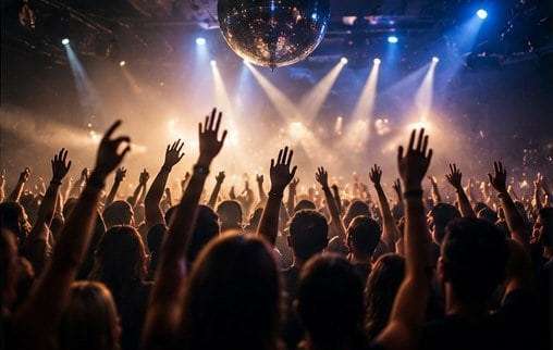Busy dance floor at a music event